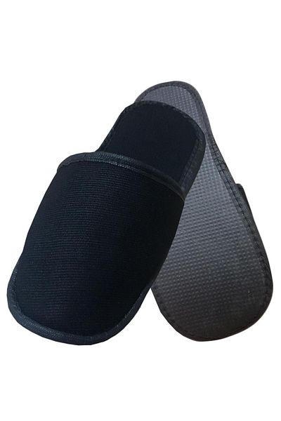PRİVATE 10 Pairs Single Layer Towels Black Hotel Slippers Disposable Disposable