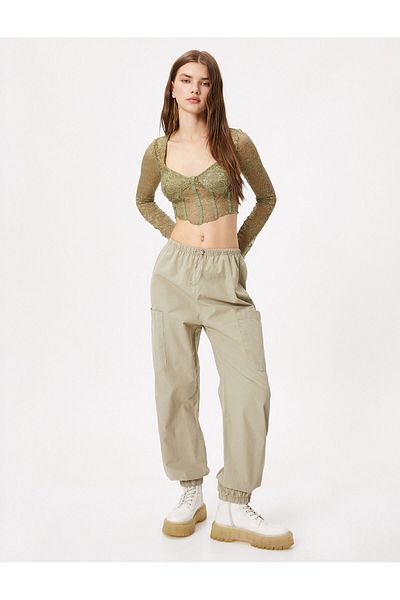Koton Parachute Trousers Pocket Detailed Elastic Stopper Cotton