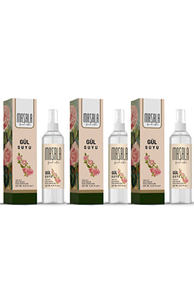 Masala 3 Adet Saf Gül Suyu 125 Ml %100 Doğal Yağlı Hidrosol - Tonik Rose Flor...