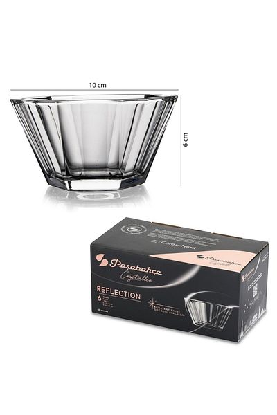 Paşabahçe 6-Piece Nude Reflection Series Crystal Glass Bowl, Presentation Bowl, Snack Bowl, Bowl, Serving Bowl