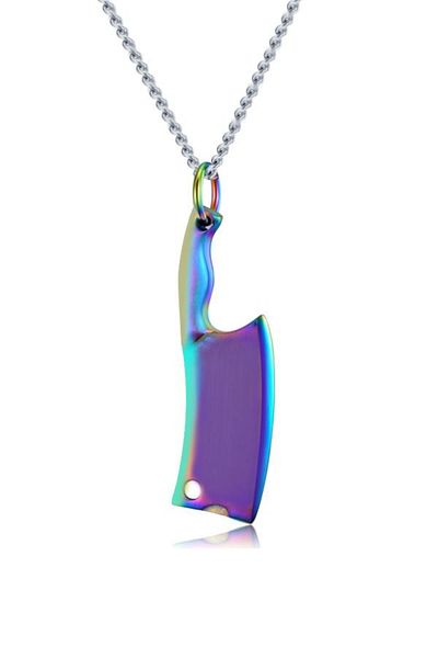 Chavin Purple Colored Line Figure Men's Steel Necklace - Dp51