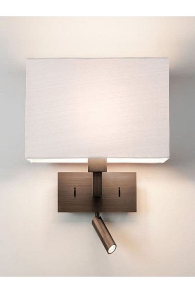 AKDENİZ AYDINLATMA ELEKTRİK MALZEMELERİ Hotel Type Bedside Sconce with Reading Lamp and Lampshade
