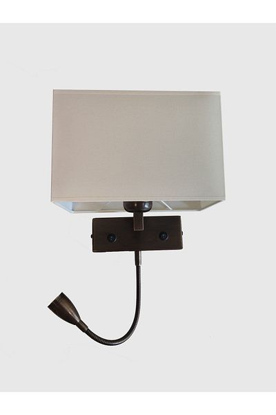 AKDENİZ AYDINLATMA ELEKTRİK MALZEMELERİ Hotel Type Bedside Sconce with LED Reading Lamp and Lampshade