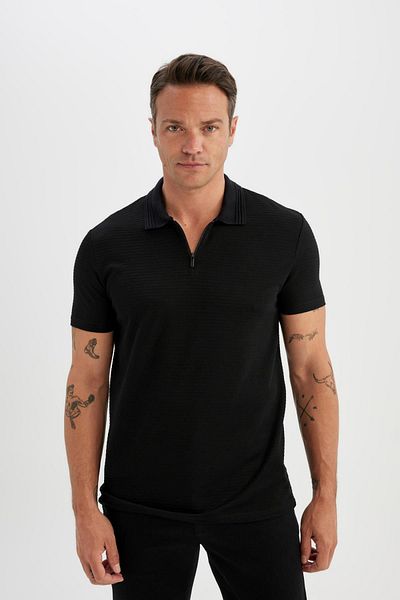 DeFacto Polo tričko Regular Fit se zipem s krátkým rukávem – C5586ax24sm
