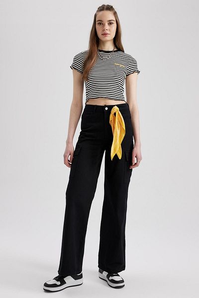 DeFacto Tricou cu mânecă scurtă cu coastă brodat - Z9201az23sp