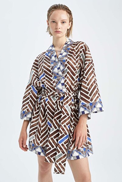 DeFacto Nefes Istanbul X Regular Fit Printed 100% βαμβακερό κιμονό X6381az22hs