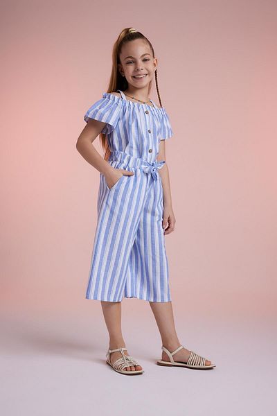 DeFacto Pantaloni pentru fetiță din in dungi cu picioare largi - W6742a623sm