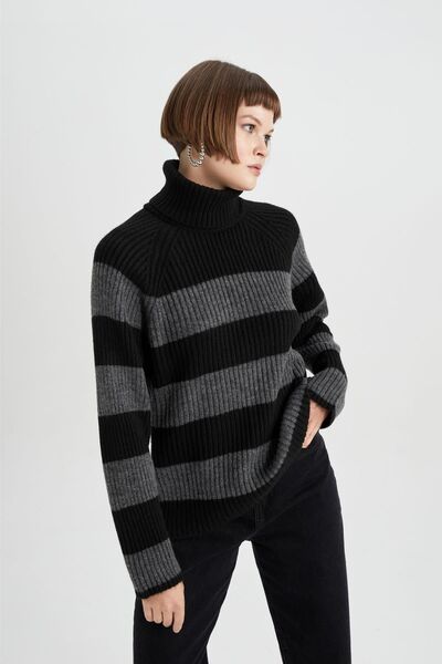 DeFacto Rollkragenpullover in Übergröße mit Rippenmuster - A8606ax23wn