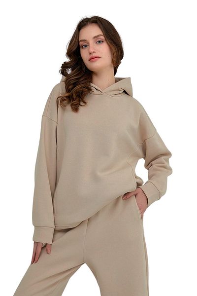 ESPİNA Σετ γυναικεία φόρμα τριών κλωστών Fleece Oversize - Λάστιχο μέσης και ποδιών, βιζόν