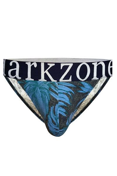 darkzone Ανδρικό βαμβακερό slip - με μοτίβο μπλε φύλλων και ζώνη