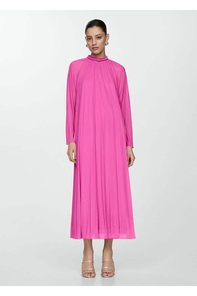 MANGO Woman Πλισέ μακρύ φόρεμα