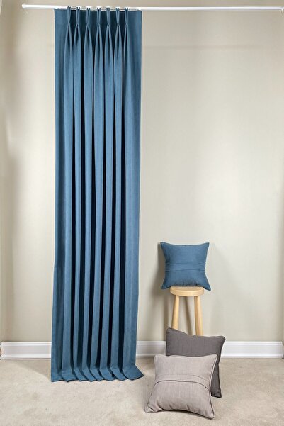 ARIKAN HOME Yüksek Kalite Yıkanabilir Petrol Mavisi Renk Amerikan Pile Fon Pe...