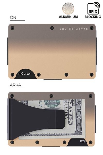 Louise Motto Cardx - Sandstorm Clips - Μινιμαλιστικό μεταλλικό πορτοφόλι νέας γενιάς, θήκη κάρτας - Rfid Blocking (DESERT STORM)