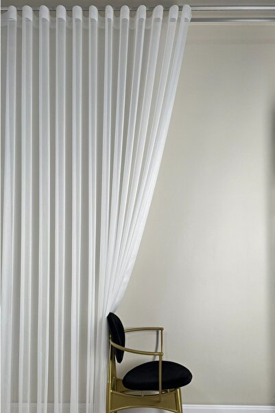 ARIKAN HOME Ekru Renk S Pile Softy Ipeksi Dokulu Özel Dikim Sık Pile Düz Tül ...