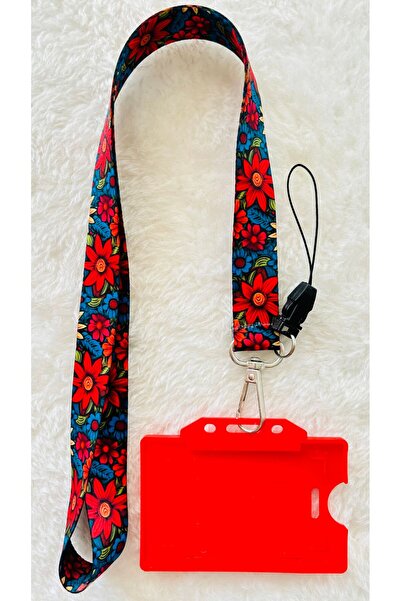Staffy Çiçek Temalı Boyun Askı Ipi Ve Kartlık
