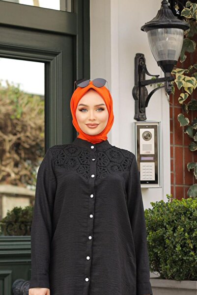 Bold Grup Women's Black Summer Lace Detailed Shirt Pants Set