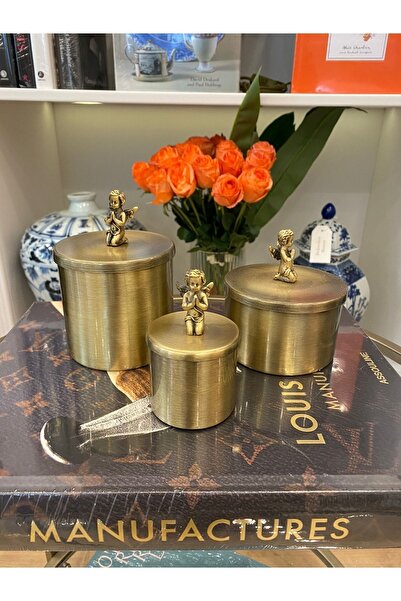 Dekordan House 3 Lü Melekli Pirinç Mumluk