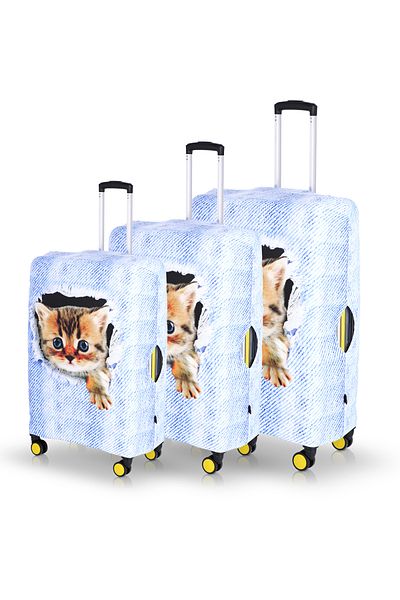 hızlıvaliz Husă pentru valiză pentru cai Protector pentru valiză - Set de 3 (Pisică)
