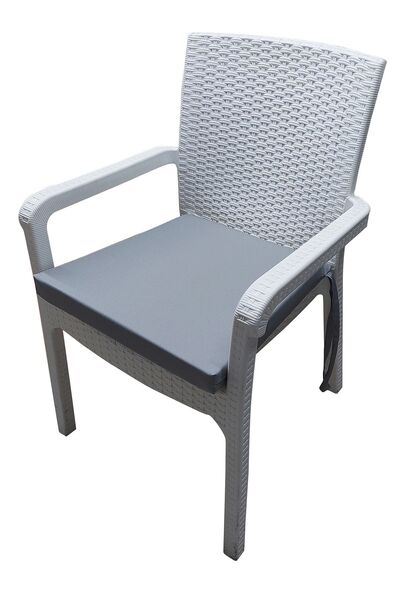 bahçem bahar 6 Adet Su Geçirmez Kumaş Rattan Minderi-açık Gri