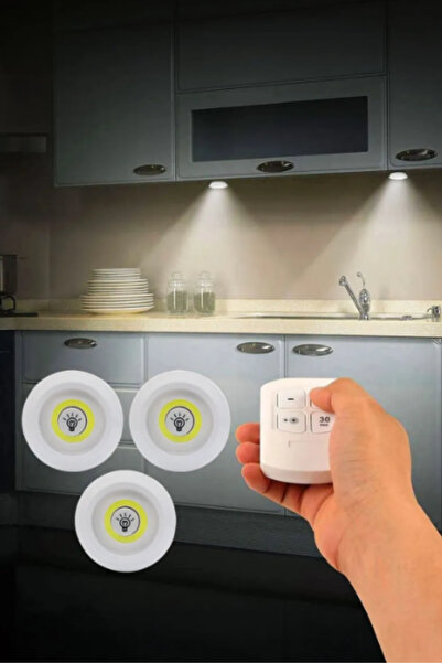 WAPPA Uzaktan Kumandalı 3 Lü Spot Led Lamba Kablosuz Pilli Işıldak Mutfak Raf...