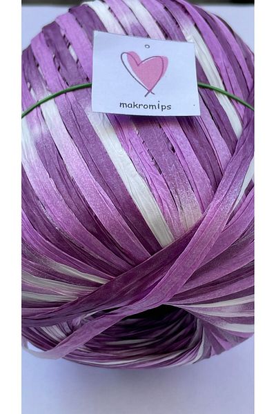 Makromİps PREMIUM MIX SOFT RAFFIA - 50gr 65m Μαλακή τσάντα, Πολύχρωμη και Φυσική Μαρμάρινη