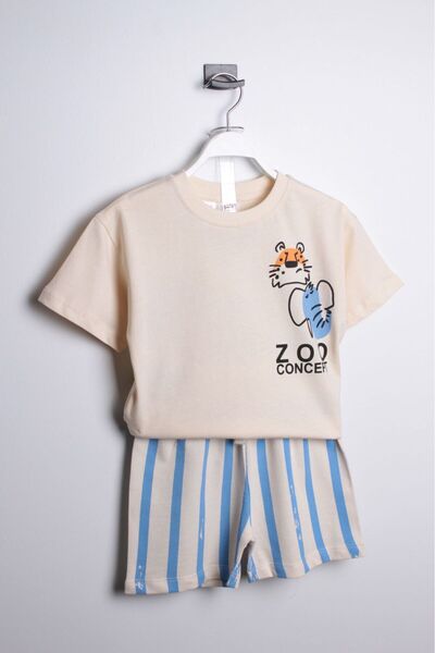 Pink Hippo Kids Cotton Zoo Printed Children's T-shirt and Shorts Set