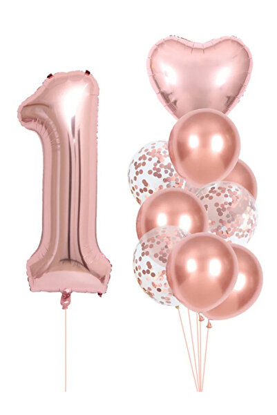 parti hediye sepeti ROSE GOLD KONFETİLİ DOĞUM GÜNÜ SETİ