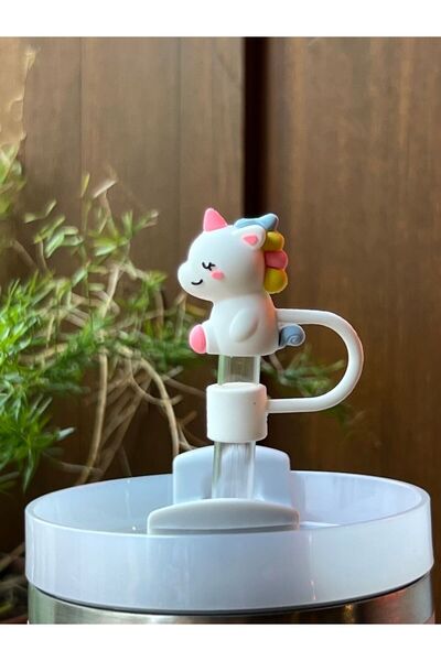 Stanley Termos Uyumlu Unicorn Aksesuar/Hayvan Figürlü Pipet Koruyucu/Pipet Kı...