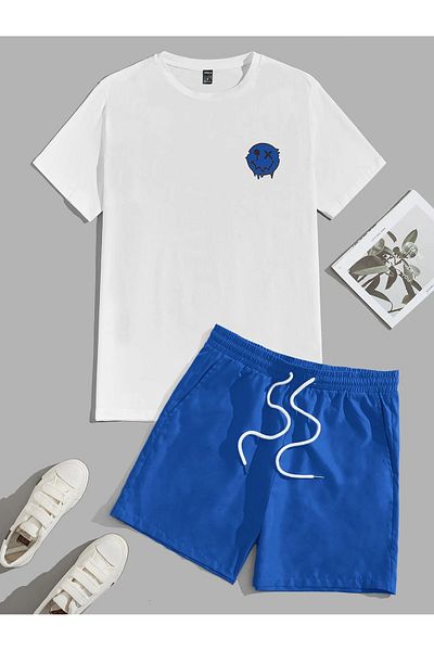 Josette Smile Crew Neck Printed T-Shirt and Shorts Set - White Saks