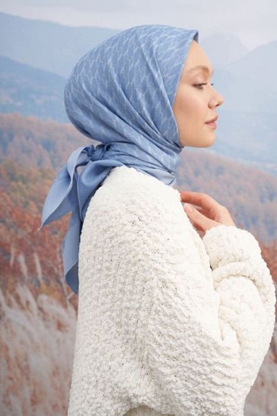 ARMANDA Eșarfă din bumbac cu model monogramă 95x95 - AR 3099 03043