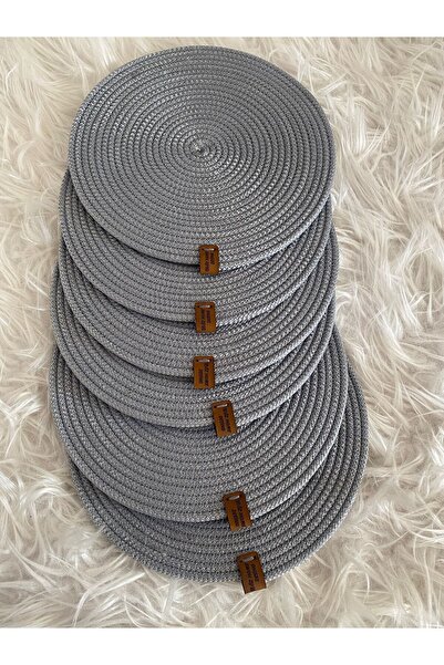 ozhomedesing HASIR GRİ RENK 6'LI AMERİKAN SERVİS SUPLA TAKIMI 30X30CM