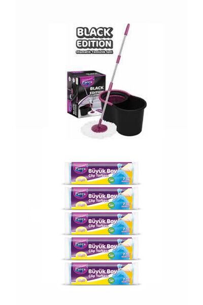 Parex Black Edition Otomatik Temizlik Seti--Parex Güçlü Çöp Torbası Büyük Boy 5'l