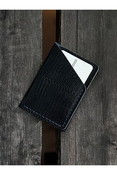 DeriBoss Θήκη για κάρτα με στάμπα Navy Blue από γνήσιο δέρμα Python