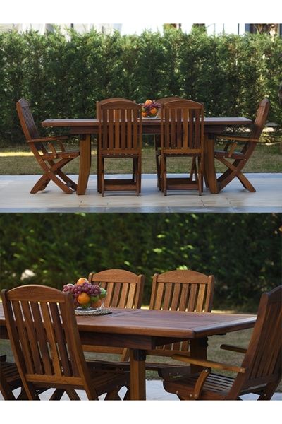 attaleia furniture Silyon Bahçe Yemek Masası Takımı 4 Kolsuz Sandalye 1 Açılı...