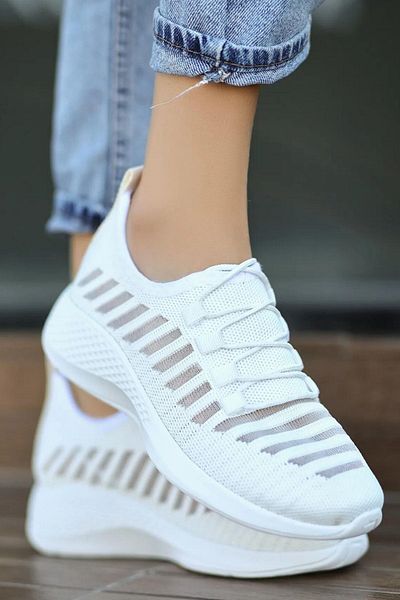 MORENİCA Tricotaje albe Pantofi sport de vară - ORNAMENT DE șireturi