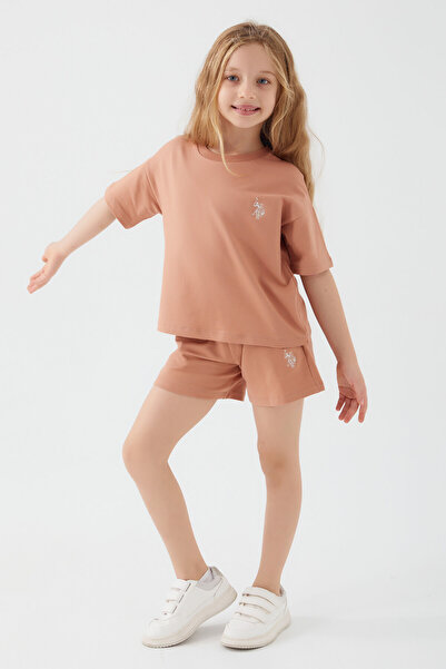 U.S. Polo Assn. Base. Polo Assn Plain Open Naive Dusty Rose Girls' Shorts Set