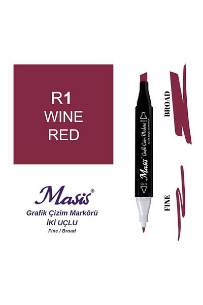 Masis Dark Claret Red Double Ended Graphic Drawing Pen