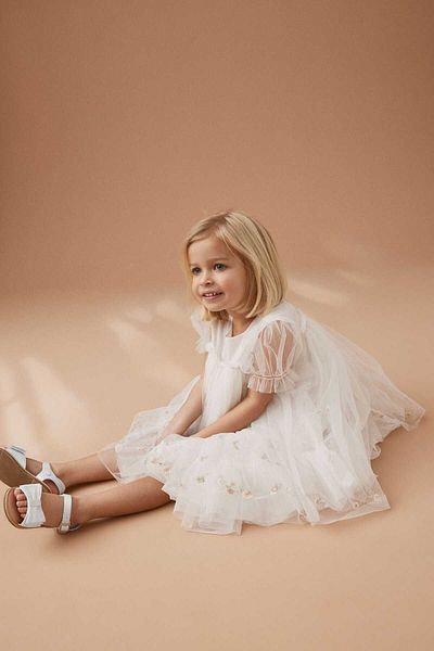 Next Baby Special Occasion and Party Dress - Cream Color and Embroidered Detail
