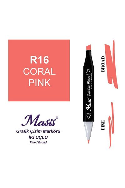 Masis 16 Coral Pink Double Ended Graphic Pen