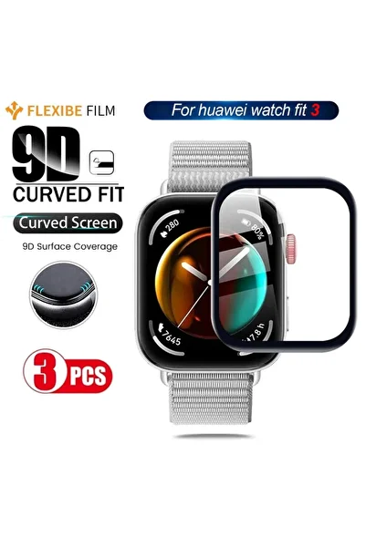 İncisoft Huawei Watch Fit 3 - واقي شاشة ثلاثي الأبعاد غير قابل للكسر مع غطاء كامل