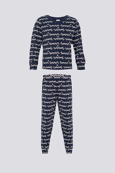 Rolypoly Girl's Navy Blue Long Sleeve Pajama Set