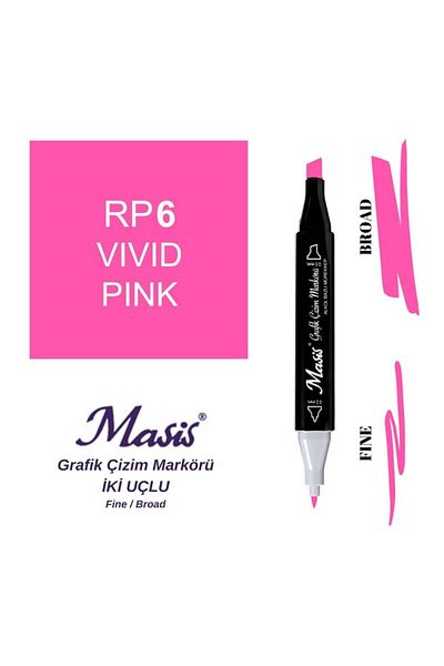 Masis 6 Vivid Pink Double Ended Graphic Drawing Pen