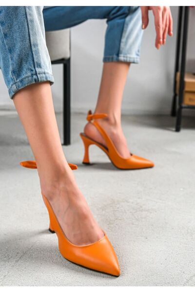 ELF CİLT KAPLAMA FİYONKLU DETAYLI TOPUKLU AYAKKABI STİLETTO