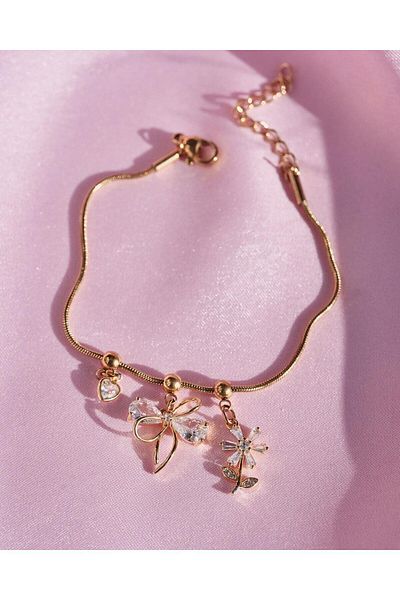 AŞIK ACCESSORIES Bow Bow Charm - Steel Bracelet