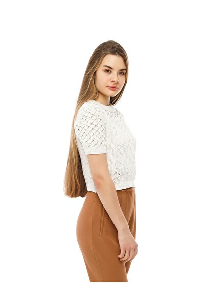 MA ananas Openwork Seasonal Short Sleeve Knitwear Blouse