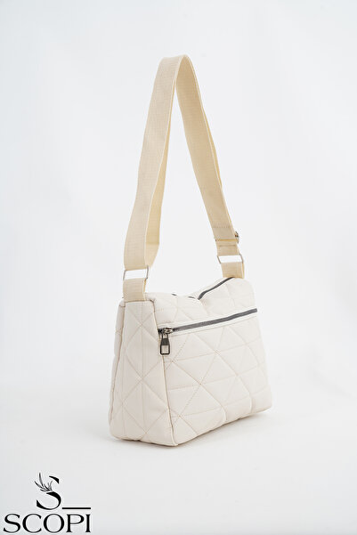 SCOPİ White Quilted Women's Bag - Crossbody, Shoulder Arm and Messenger Set