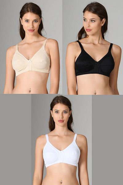 NBB 350 Model Micro Underwire Free Gathering Bra - 3-Piece Set Without Support