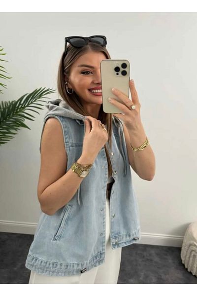 Ekim Store Jachetă din denim cu glugă