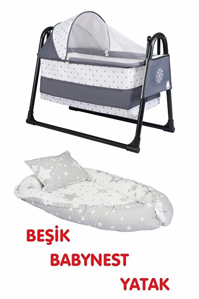 Özbay Btrend Babynest Yatak Ve Yastık+ Cep Hediyeli Sallanır Sepet Beşik Bebek Beşiği Hamak 2 li Set