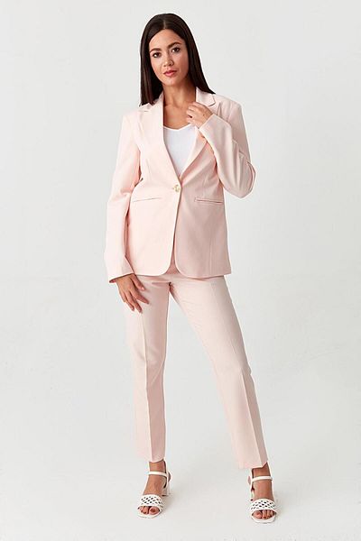 Select Moda Women's Pink Gold Button Blazer Jacket